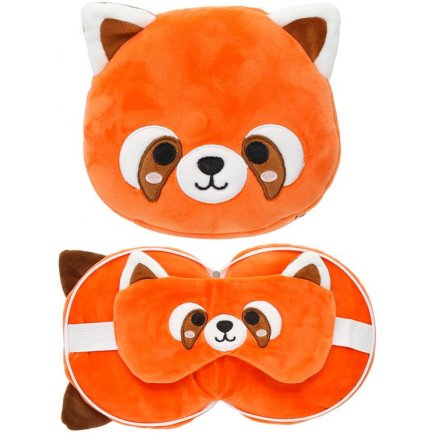 Cutiemals Red Panda Plush Travel Pillow Mask Set 17 cm