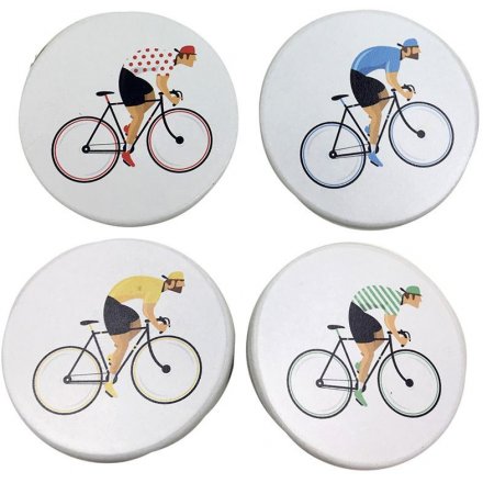 Cycle Works Bicycle Set of 4 Coasters, 10 cm across