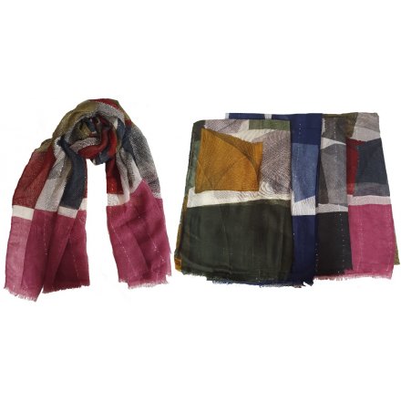 Abstract Colour Block Print Scarf 183 cm