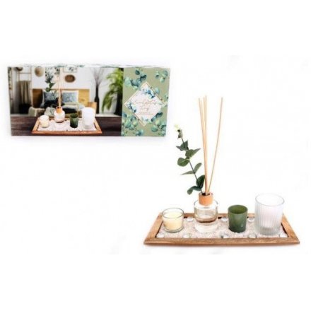   A charming little gift set including sweetly scented candles and a diffuser 
