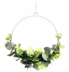 A gorgeous half wreath made up with pretty entwined Eucalyptus Leaves