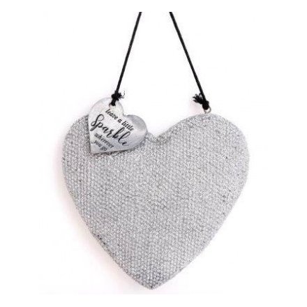  Sure to add a fabulously glitzy hint to any home, this hanging bling heart decoration also features a small tag with a 