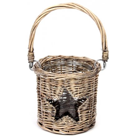 Willow Basket With Star Lantern, 13cm