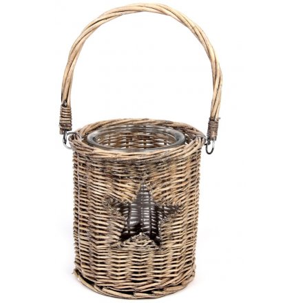 Large Willow Basket Style Christmas Star Lantern 16.5 x 18.5 cm