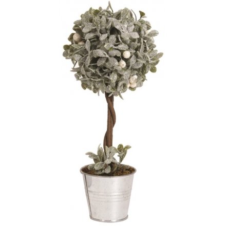 39cm Green White Berry Topiary Potted Tree
