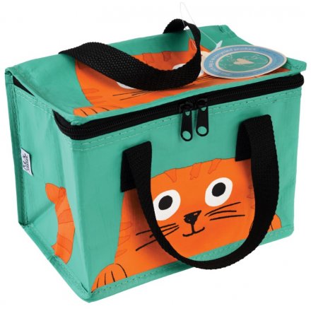 Enjoy lunch on the go with this bold and bright Chester the cat insulated lunch bag.
