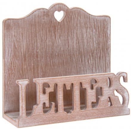 Natural Limewashed Wood Letter Rack 16 cm