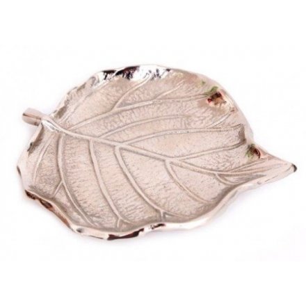 12.5 cm Leaf Shaped Silver Aluminium Dish