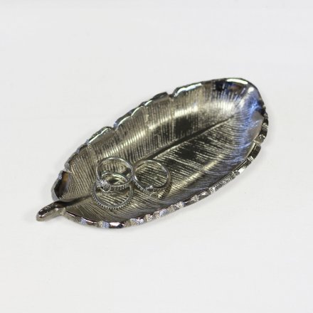 12.5 cm Feather Shaped Silver Aluminium Dish