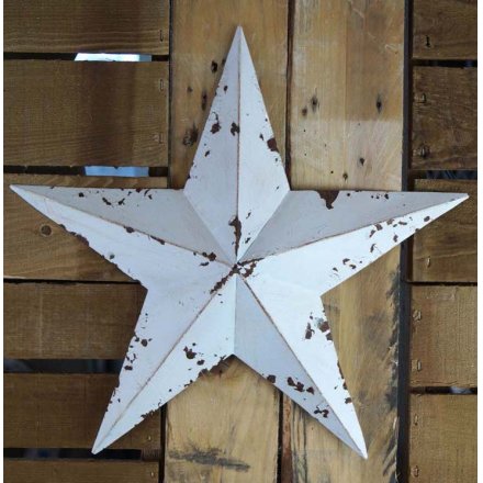 Medium White Metal Barn Star 35 cm