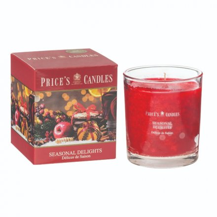 A beautifully scented seasonal delights candle with colour gift box.