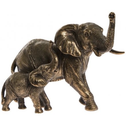 Reflections Bronzed Elephant & Calf, 10cm
