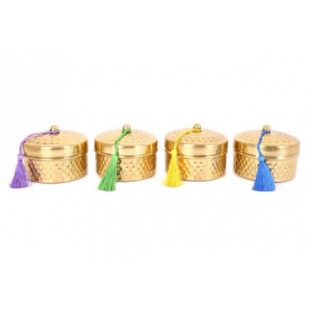 Golden Tin Candle Pots, 9cm 