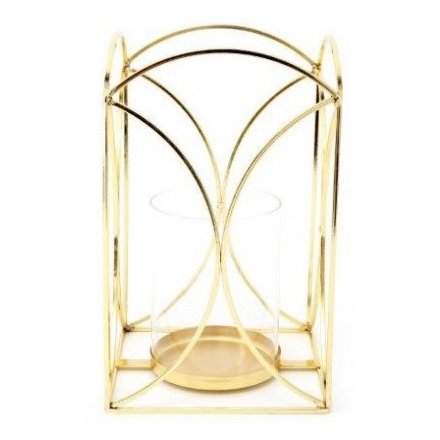 A charming decorative Candle Holder with a Golden Trim Decal 