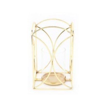 A charming decorative Candle Holder with a Golden Trim Decal 