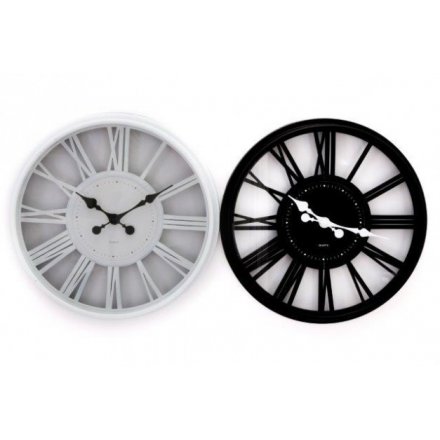 Assorted Monochrome Clocks, 40cm 
