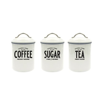 White Tea/Coffee/Sugar Canisters,12cm 