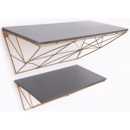 Gold Wire Shelving Set, 50cm 