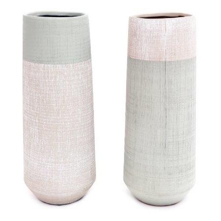 Tall Green and White Vases, 33cm 