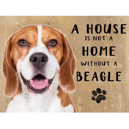 House Not A Home Tan Beagle Metal Sign