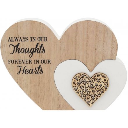 'Always In Our Thoughts' Natural Toned Heart Plaque
