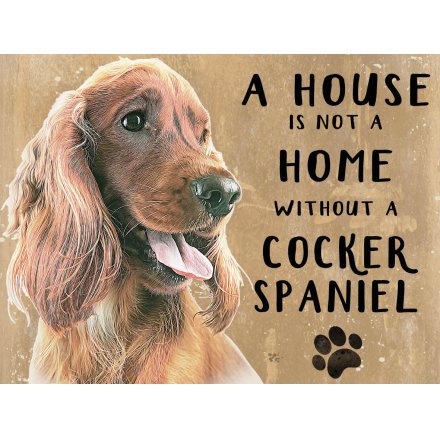 House Not A Home Mini Metal Sign - Tan Cocker Spaniel 