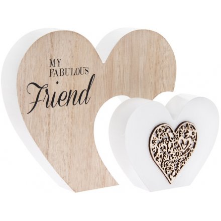 22cm Wooden Heart Plaque - Fabulous Friend 