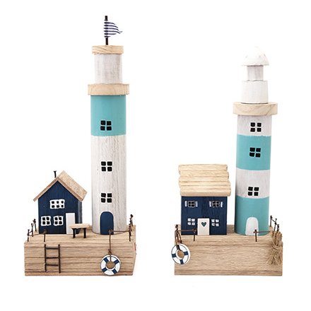 Wooden Beach Lighthouses, 33.5cm 