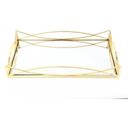 Gold Trim Mirror Plate, 35cm 