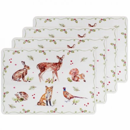 Set of 4 winter Forest Placemats 