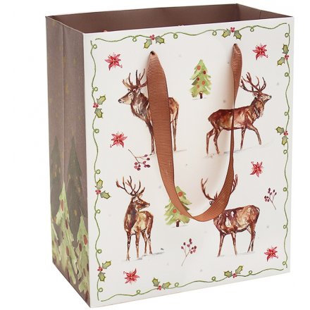 Winter Stag Gift Bag, 23cm
