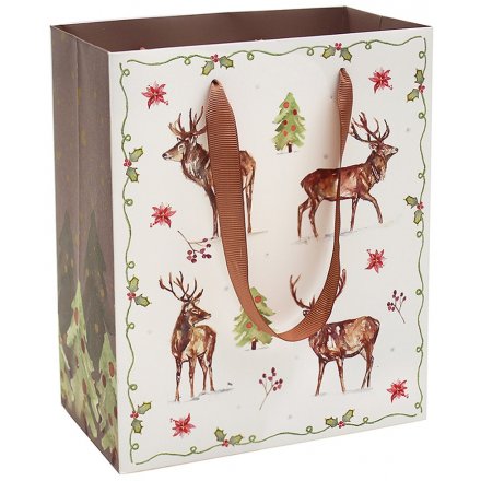 Winter Stag Gift Bag, 33cm