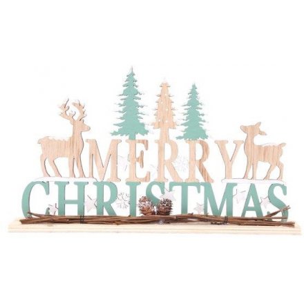 Wooden Christmas Plaque With Twigs, 32cm 