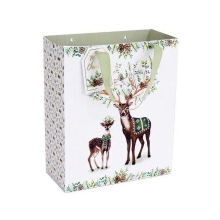 Sage Reindeer Gift Bag, Medium