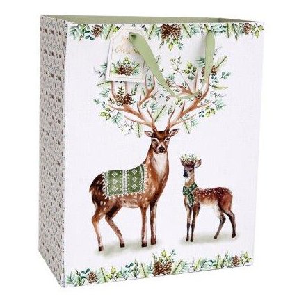 Woodland Reindeer Gift Bag, 33cm