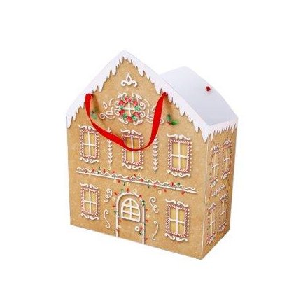 Gingerbread House Shaped Gift Bag, 26cm 