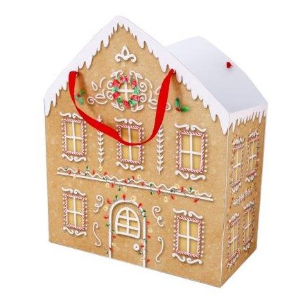 Gingerbread House Shaped Gift Bag, 33cm 