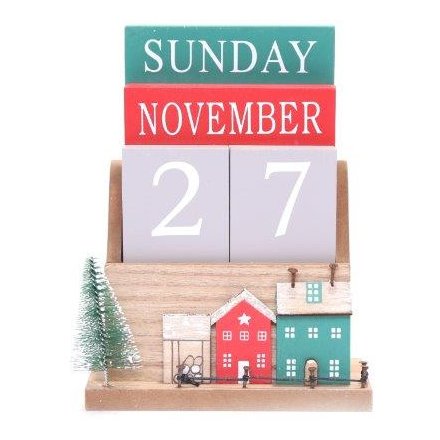 Rustic Wooden Perpetual Calendar, 16cm 