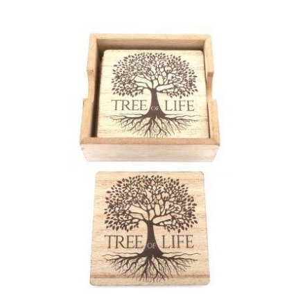 Tree Of Life Wooden Coaster Set