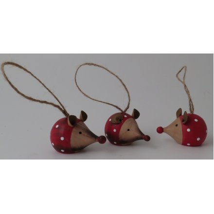 Hanging Red & White Wooden Mouse