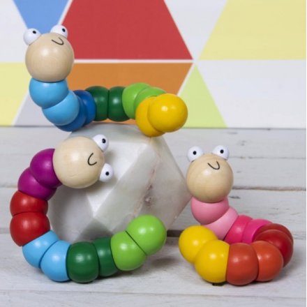  A quirky mix of colourful wooden retro worm toys! 