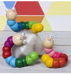  A quirky mix of colourful wooden retro worm toys! 