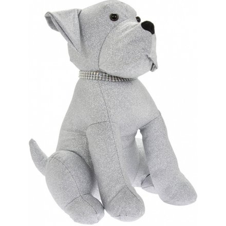 Sparkly Silver Bling Dog Doorstop 