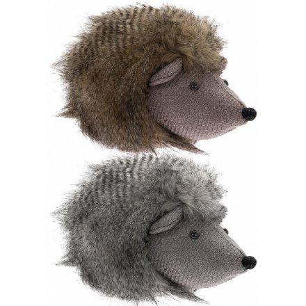 Faux Fur Hedgehog Doorstops, 2asst 