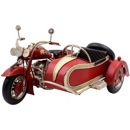 Vintage Red Motorcycle and Cart, 31cm