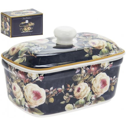Rose Blossom Printed Butter Dish 