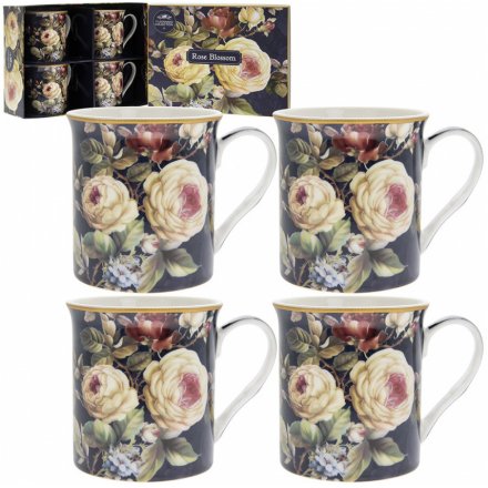 Rose Blossom Set of 4 Mugs