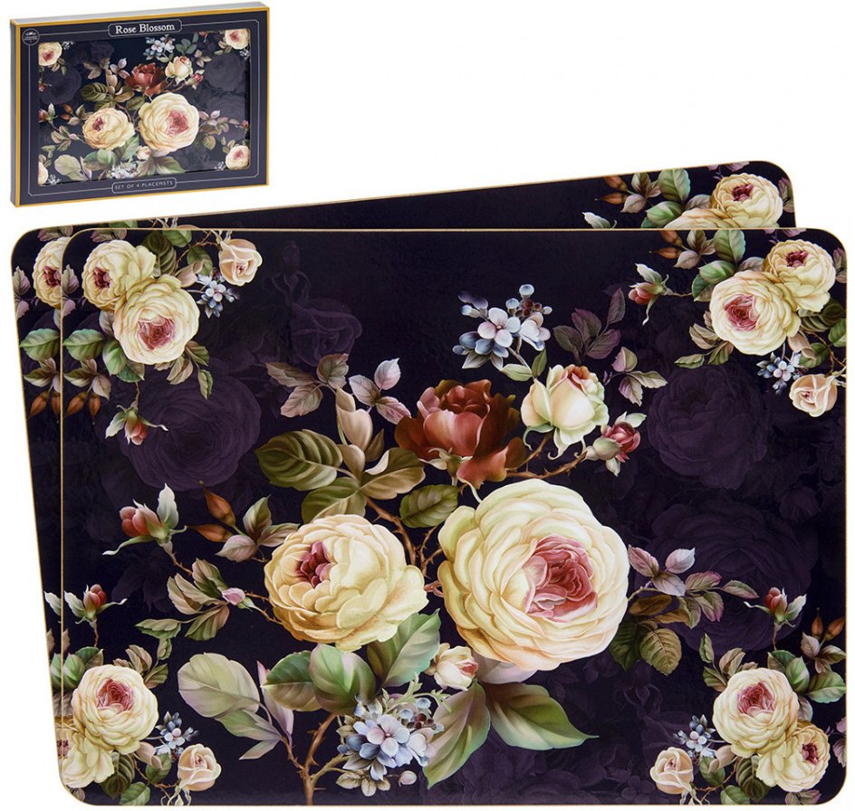 LP94004 / Rose Blossom Printed Set of Placemats 49207 Kitchen