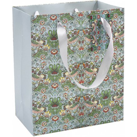 Teal Strawberry Thief Gift Bag, Large 