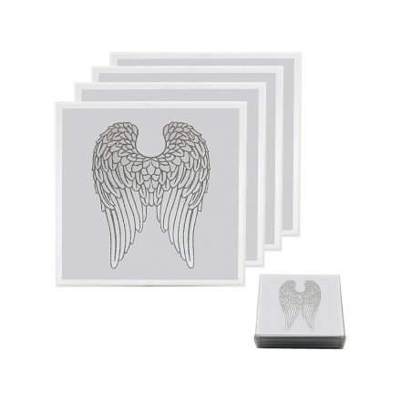 LP45403 Angel Wings Mirrored Coasters Set of 4 49228